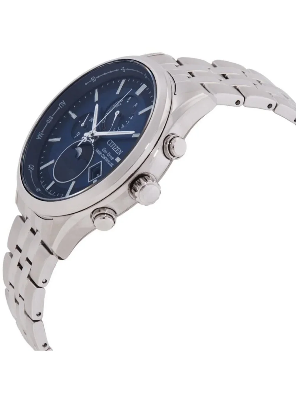 NWT Citizen Eco-Drive Radio-Controlled Moon Phase Blue Dial Men's Watch